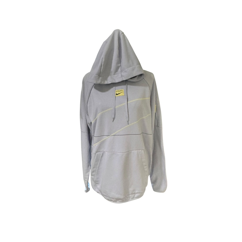 Nike Dri-FIT Fleece Pullover Fitness Hoodie Blue Whisper Swoosh Zip Pocket L - Picture 8 of 10